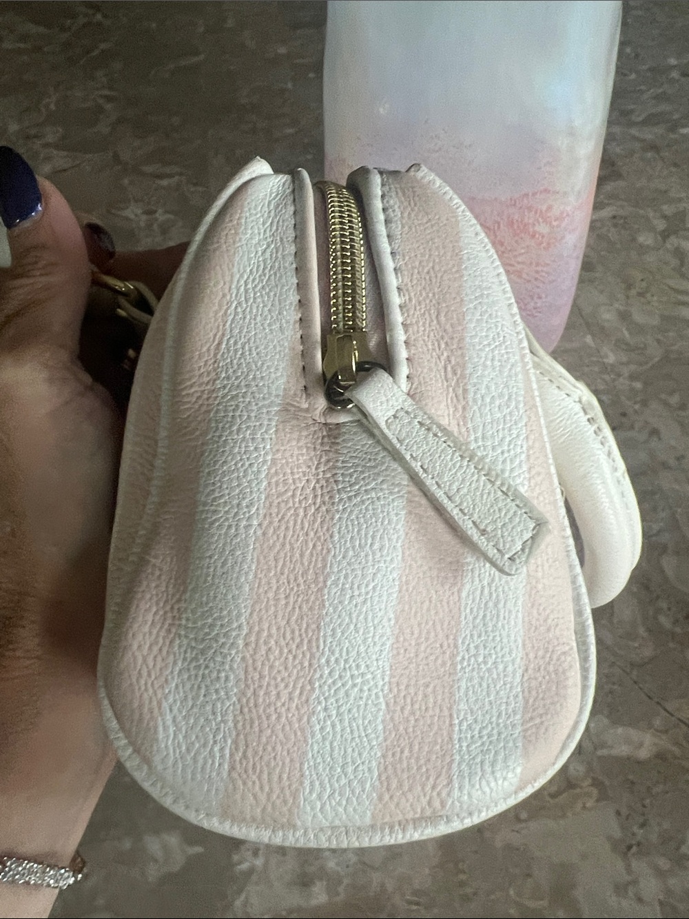 Betsey Johnson Pink & White Striped Heart-Studded Mini Satchel - Picture 3 of 6